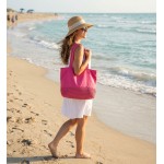 Straw Shopping Tote Bags - Fuchsia - BG-ST169FU